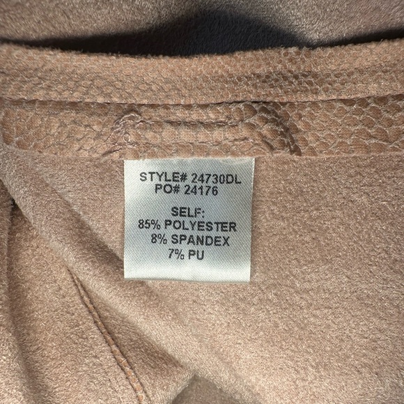 Skies Are Blue Tan Faux Suede Moto Jacket Size Large Draped Zip Front - Picture 2 of 6